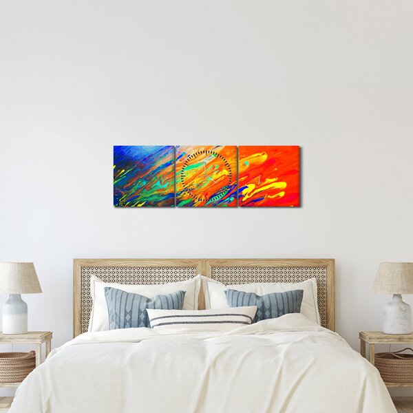 Obraz - Farebná abstrakcia (s hodinami) (90x30 cm)