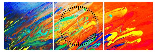 Obraz - Farebná abstrakcia (s hodinami) (90x30 cm)