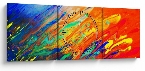 Obraz - Farebná abstrakcia (s hodinami) (90x30 cm)