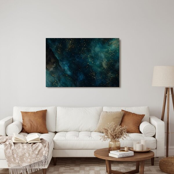 Obraz tyrkysová galaxia so zlatom