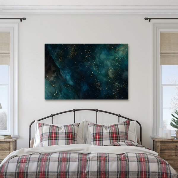 Obraz tyrkysová galaxia so zlatom