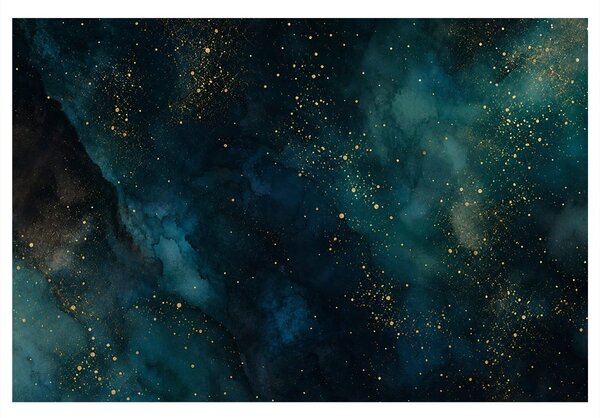 Obraz tyrkysová galaxia so zlatom