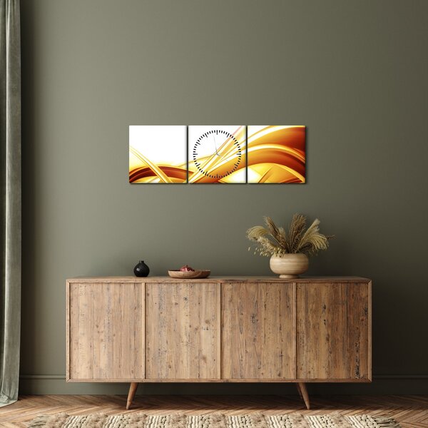 Obraz - Žltá abstrakcia (s hodinami) (90x30 cm)