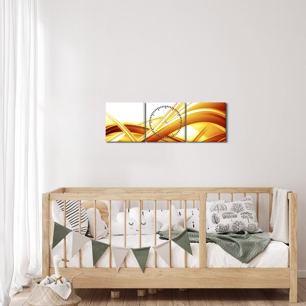 Obraz - Žltá abstrakcia (s hodinami) (90x30 cm)