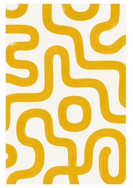 Obraz organické krivky v žltej