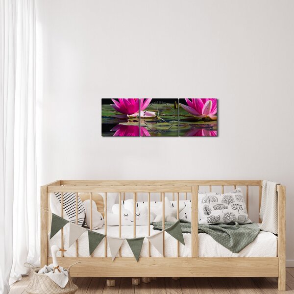 Obraz lekien na vode (s hodinami) (90x30 cm)