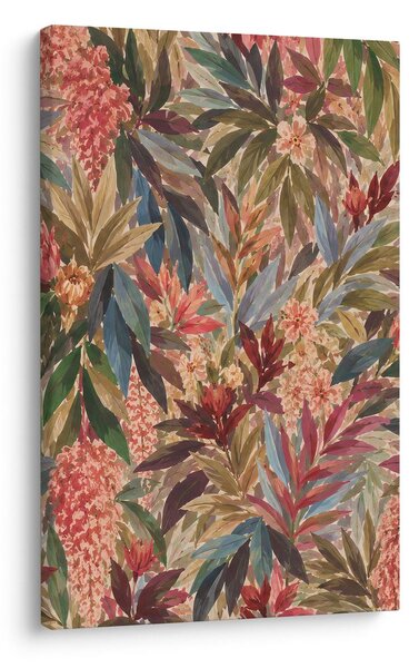 Obraz tropické listy v pastelových tónoch