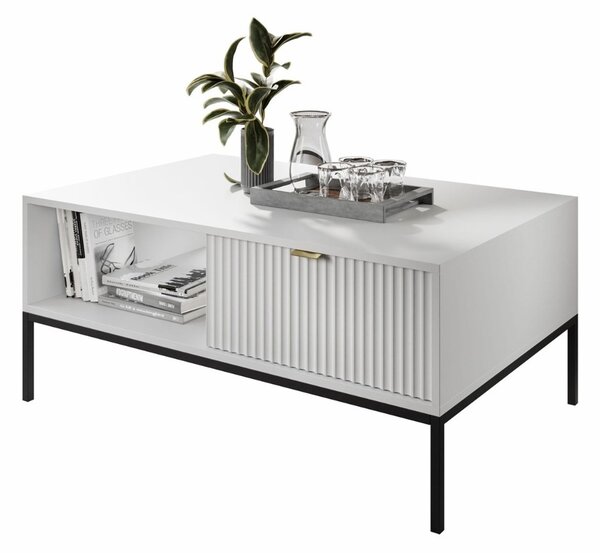 KONFERENČNÝ STOLÍK VIGGO BIELY + ČIERNY PODSTAVEC 104 cm