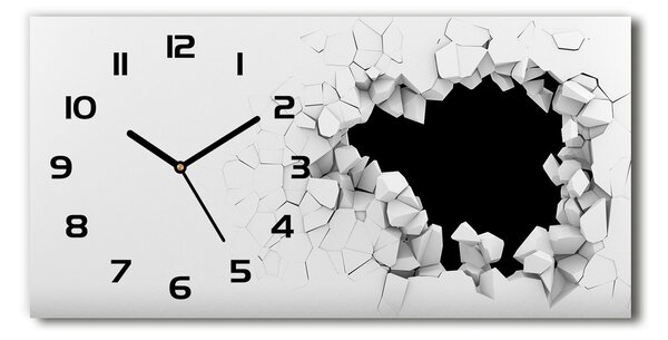 Vodorovné Sklenené hodiny na stenu Diera v stene