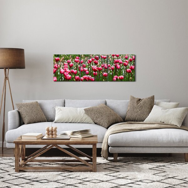 Obraz tulipánov (s hodinami) (90x30 cm)