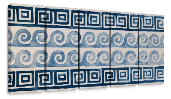 5-dielny obraz modré špirály a ornamenty