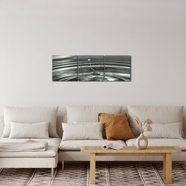 Obraz kvapky vody (s hodinami) (90x30 cm)