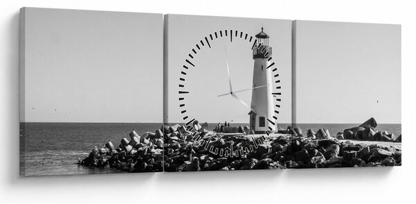 Obraz - Maják na pobreží, Santa Cruz, Kalifornia (s hodinami) (90x30 cm)