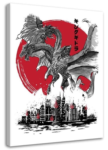 Obraz na plátne Godzilla, film King Ghidorah - Dr.Monekers Rozmery: 40 x 60 cm