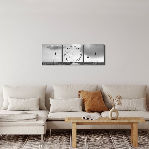 Obraz - Promenáda pri pobreží (s hodinami) (90x30 cm)