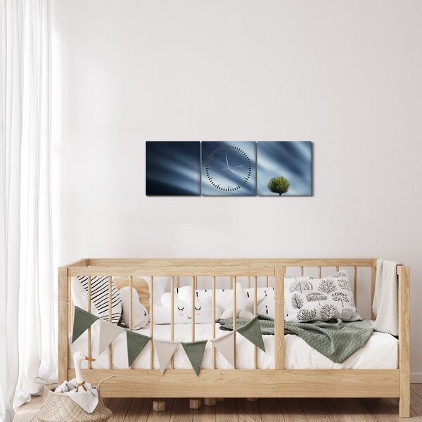 Obraz polárna žiara nad vresoviskom (s hodinami) (90x30 cm)