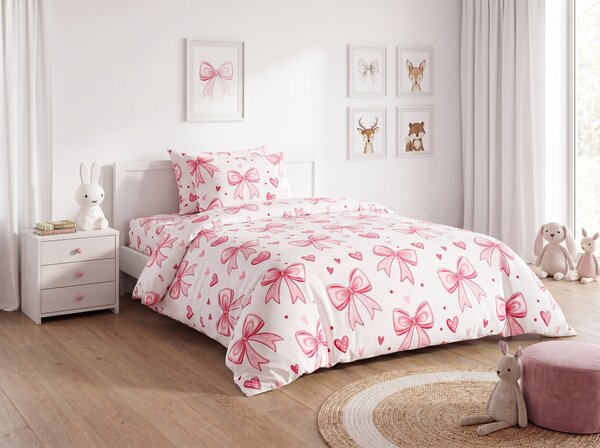 Obliečky z mikrovlákna RIBBON LOVE biele Rozmer obliečky: 70 x 80 cm | 140 x 200 cm