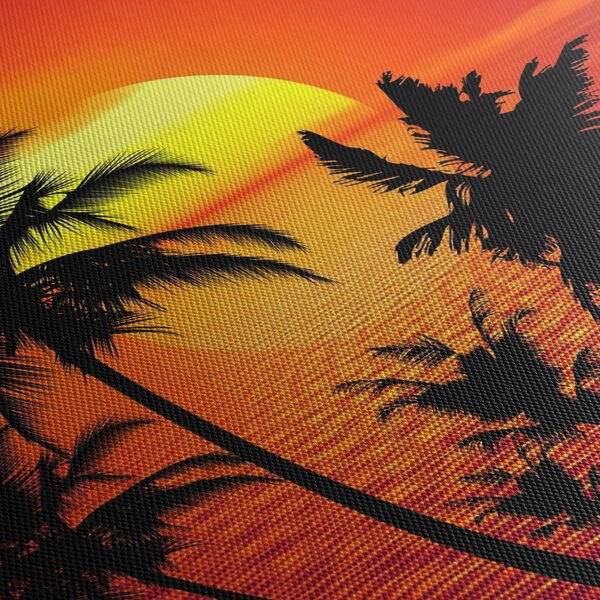 Obraz siluety ostrova s palmami (70x50 cm)