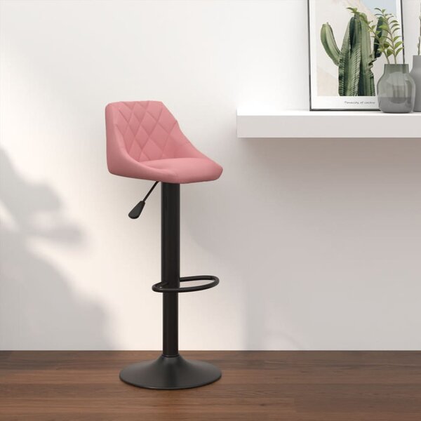 Barová stolička ružová zamatová
