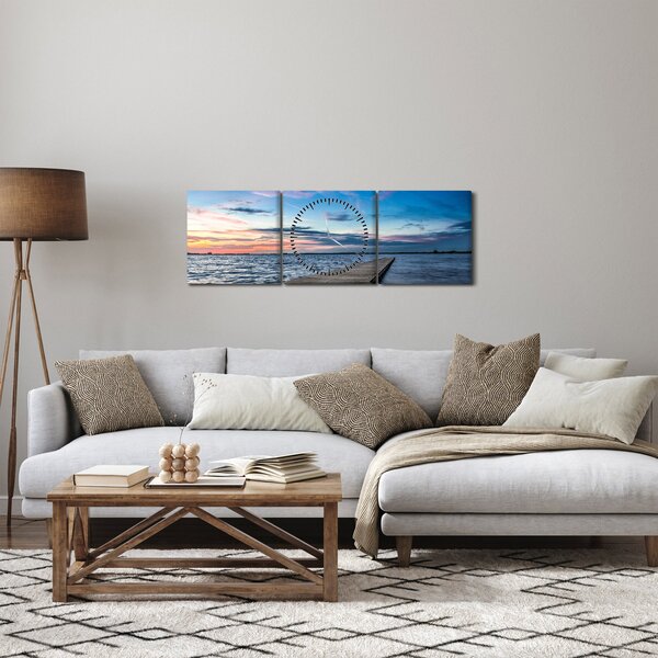 Obraz - Mólo (s hodinami) (90x30 cm)