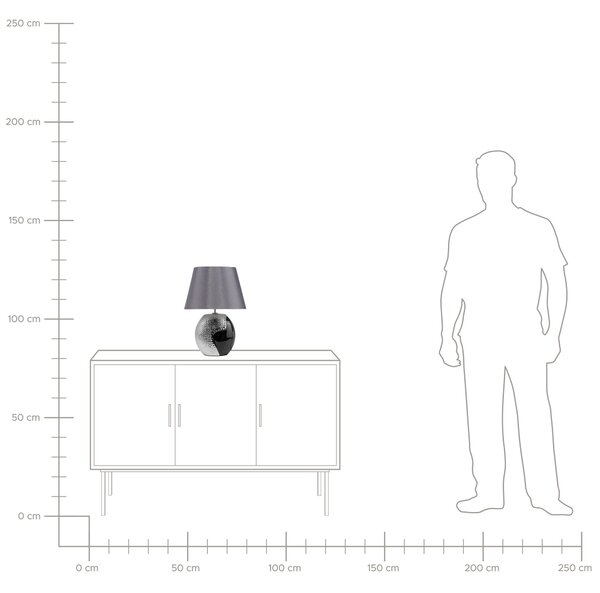 Stolná lampa čierna a strieborná keramická 42 cm látkové tienidlo klasický dizajn