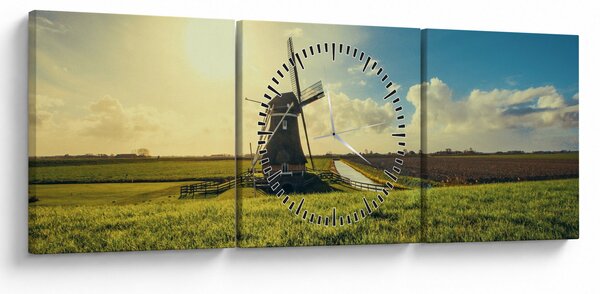 Obraz - Veterný mlyn (s hodinami) (90x30 cm)