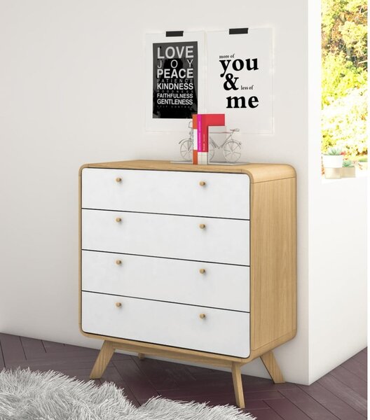 Vysoká komoda v dekore duba v bielo-prírodnej farbe 80x88 cm Caitlin – Støraa