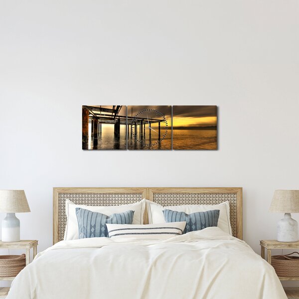 Obraz - Architektúra pri pobreží (s hodinami) (90x30 cm)