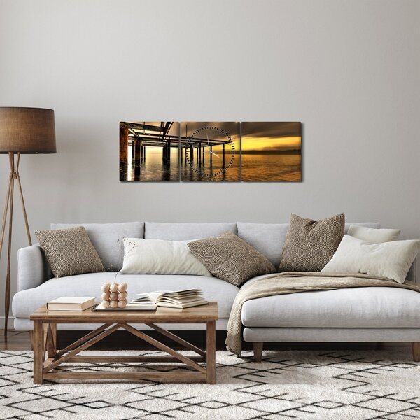 Obraz - Architektúra pri pobreží (s hodinami) (90x30 cm)
