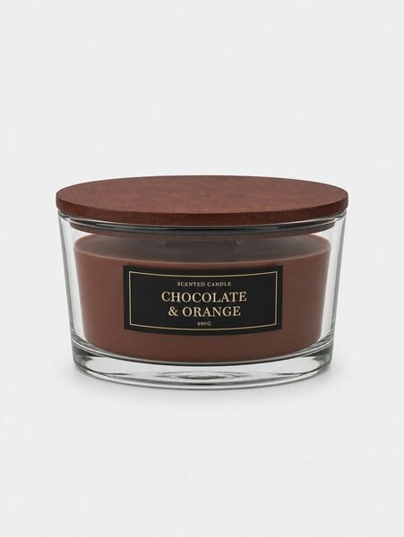 Sinsay - Vonná sviečka s dreveným knôtom Chocolate & Orange - hnedá