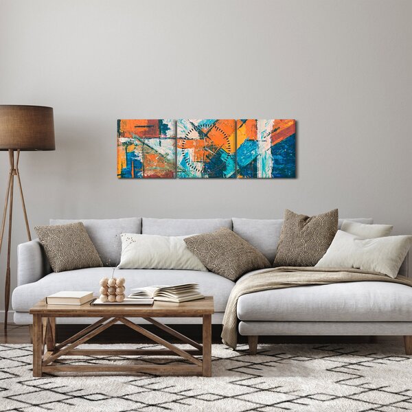 Obraz - Abstrakcia (s hodinami) (90x30 cm)