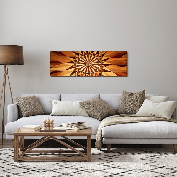Obraz - Drevená koláž (s hodinami) (90x30 cm)