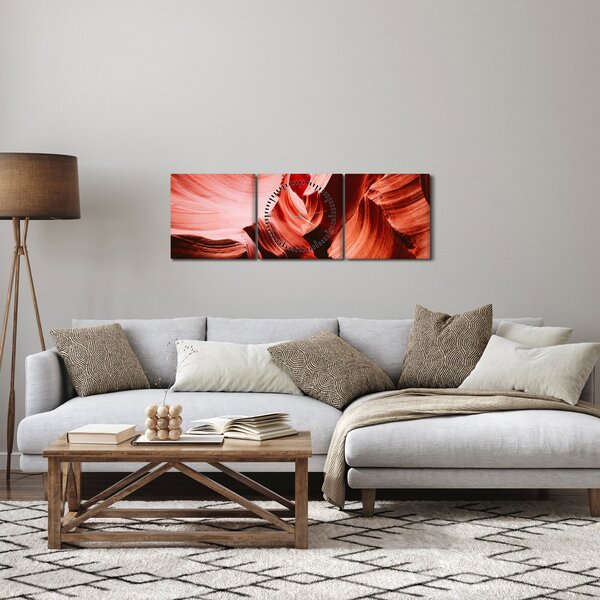 Obraz červených skál (s hodinami) (90x30 cm)