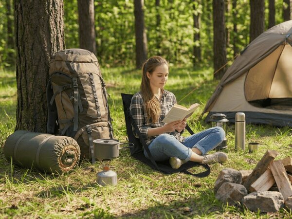 Turistická skladacia stolička VENTO 38 cm, čierna