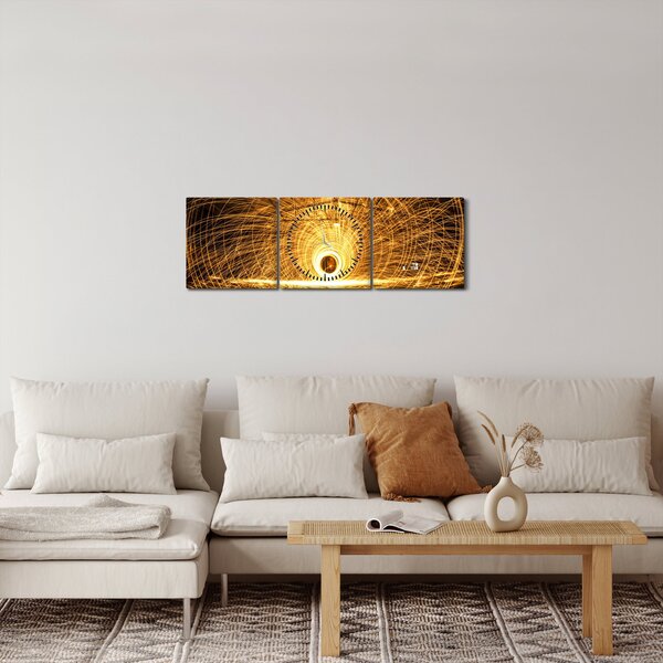 Obraz svietiaceho disku (s hodinami) (90x30 cm)