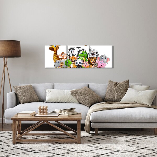 Obraz zvieratiek (s hodinami) (90x30 cm)