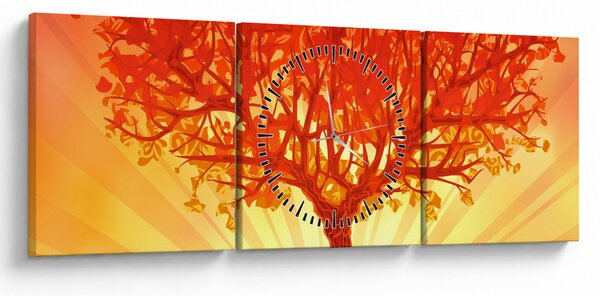 Obraz - Strom v žiari slnka (s hodinami) (90x30 cm)