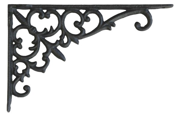 Čierna antik liatinová policová konzola s ornamentmi - 23*3*15 cm - Chic Antique