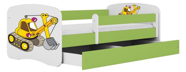 Kocot kids Detská posteľ Babydreams bagr zelená, variant 70x140, bez šuplíků, bez matrace