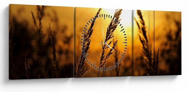 Obraz zapadajúceho slnka (s hodinami) (90x30 cm)
