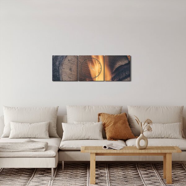 Obraz horiaceho dreva (s hodinami) (90x30 cm)
