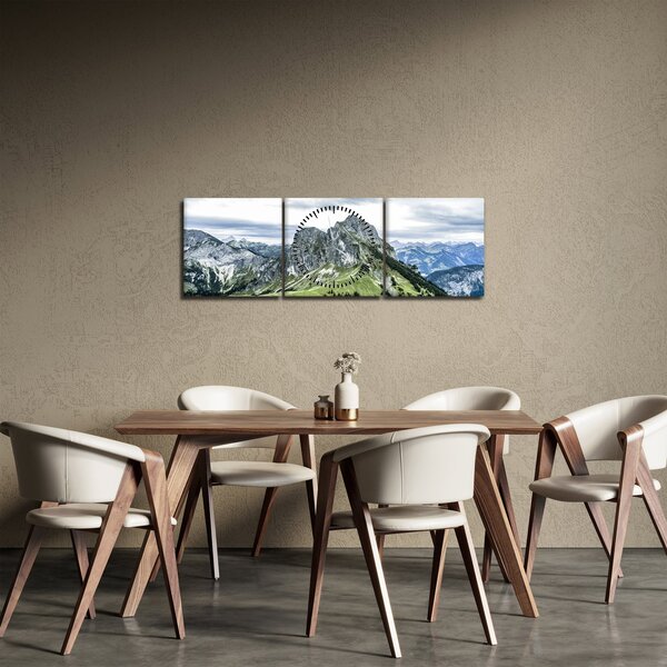 Obraz - Vrcholy hôr (s hodinami) (90x30 cm)
