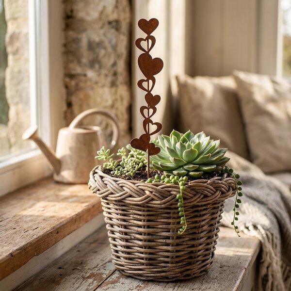 Rustikálny hrdzavý zápich srdiečka Hearts Rust - 6*1*28 cm - Clayre & Eef