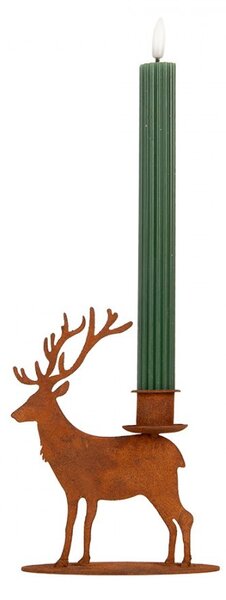 Kovový rustikálny hrdzavý svietnik jeleň Deer Candle Rust - 11*12*15 cm - Clayre & Eef