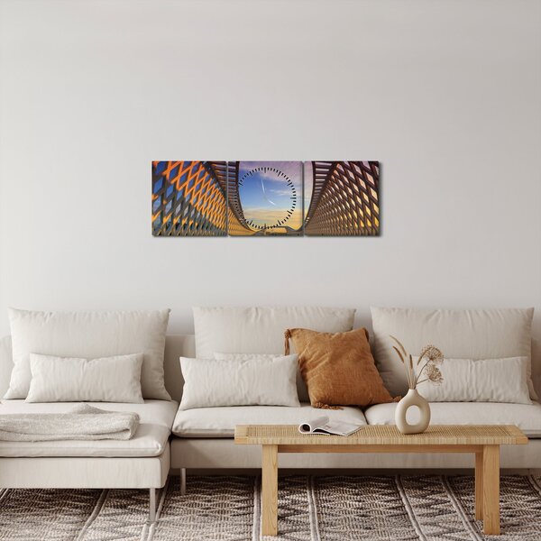 Obraz modernej architektúry mosta (s hodinami) (90x30 cm)