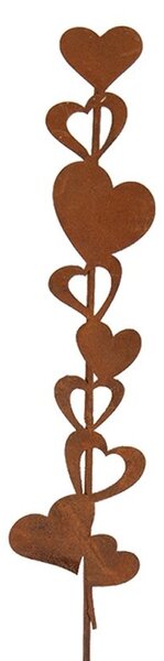 Rustikálny hrdzavý zápich srdiečka Hearts Rust - 6*1*28 cm - Clayre & Eef