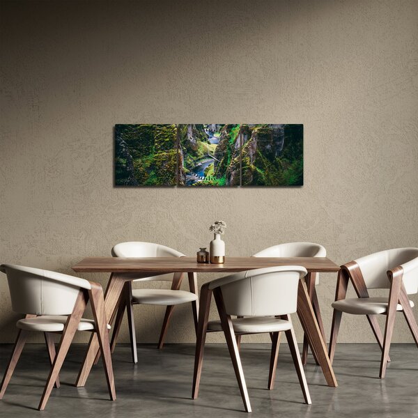 Obraz - Rieka v skalnatom údolí (s hodinami) (90x30 cm)