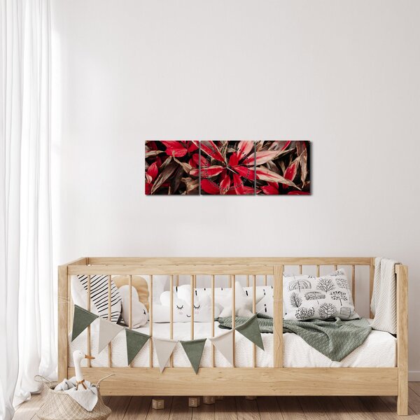 Obraz červených okvetných lístkov (s hodinami) (90x30 cm)