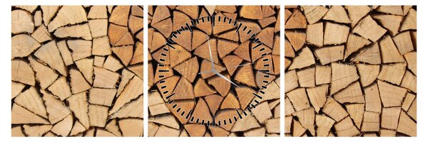 Obraz - Srdce z dreva (s hodinami) (90x30 cm)