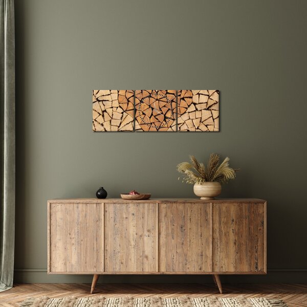 Obraz - Srdce z dreva (s hodinami) (90x30 cm)